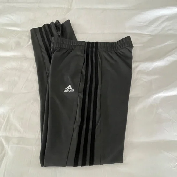 Adidas Joggers Gray Black Stripes YXS Athletic Athleisure - Picture 7 of 7